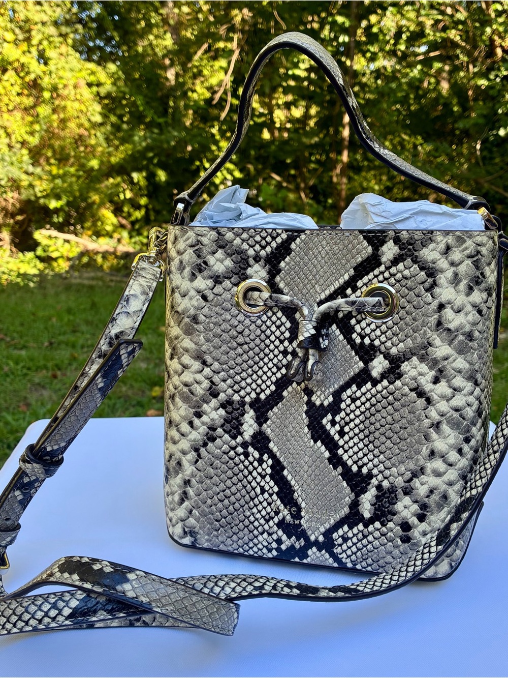 NWOT KATE SPADE EVA EXOTIC SMALL BUCKET BAG & CARD HOLDER - PYTHON